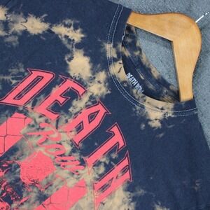 Death Row Records Acid Wash Tie Dye Graphic T-Shirt Navy Red Mens 1X